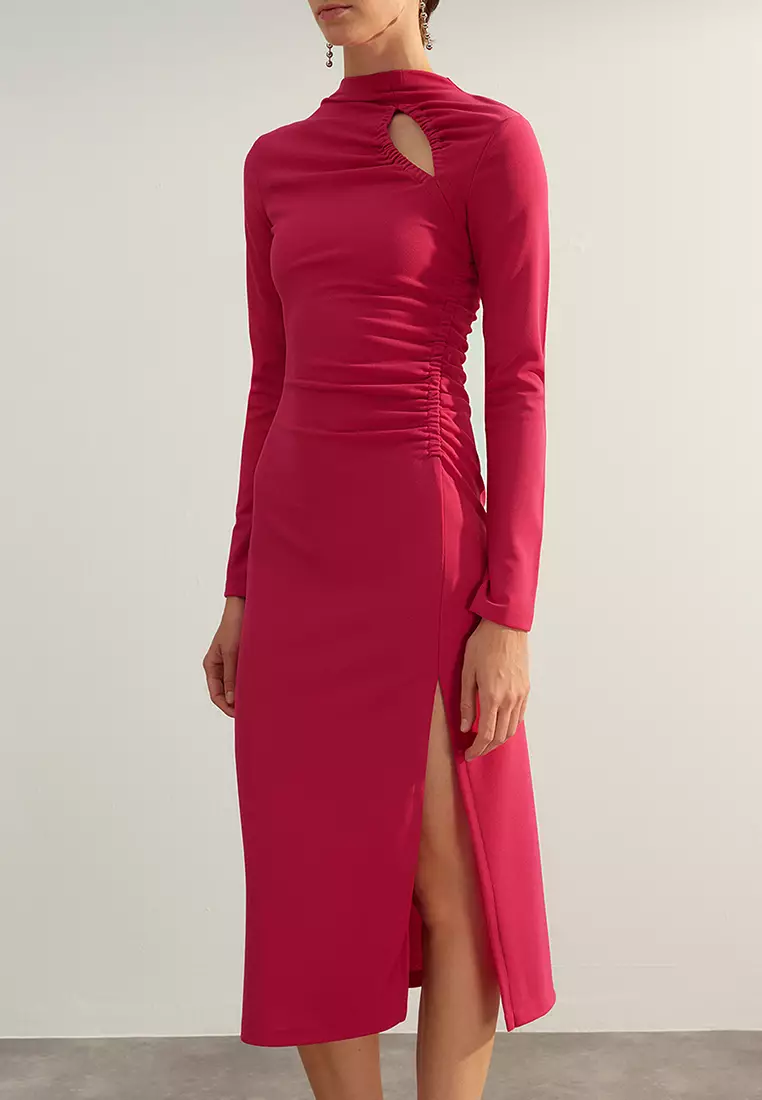 Cut Out Slit Midi Dress