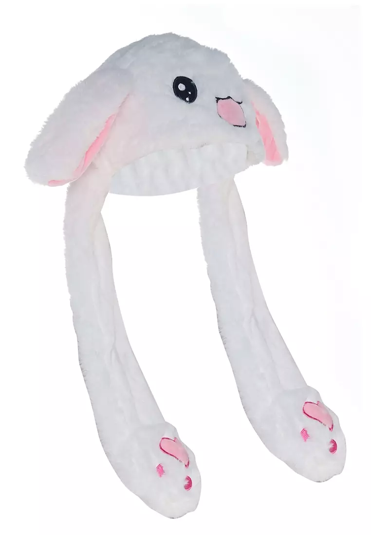 Grecia Topi Kelinci Fashion Wanita Kuping Gerak Goyang Dancing Dancing Plush Hat Material Cotton ORIGINAL - White