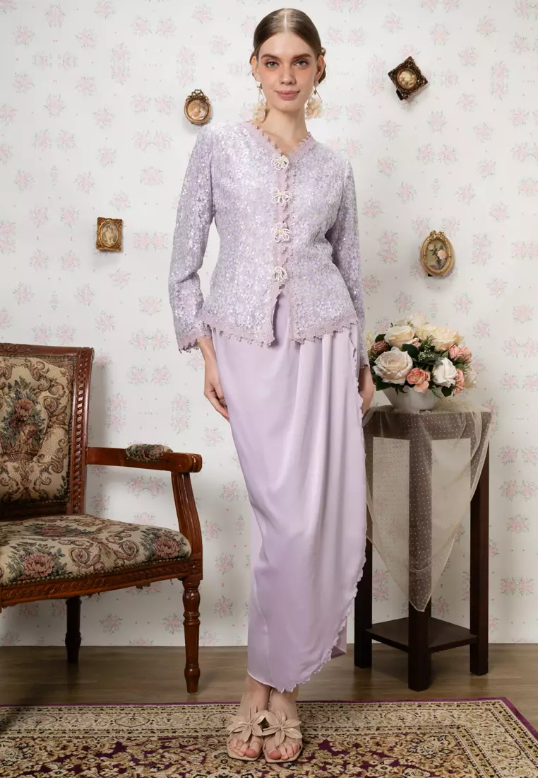 RATNA  SEQUIN TOP AND DRAPE SKIRT SET