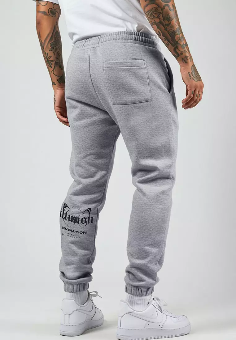 Gray Melange Oversize/Wide Cut Elastic Leg Butterfly Printed Sweatpants Tmnss25Ea00006