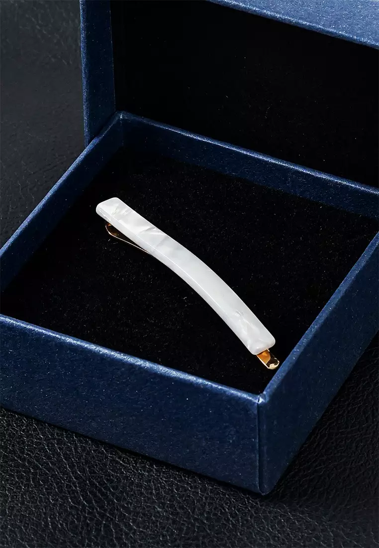 Glamorousky Gold White Geometric Rectangle Hair Clip Jepit Rambut