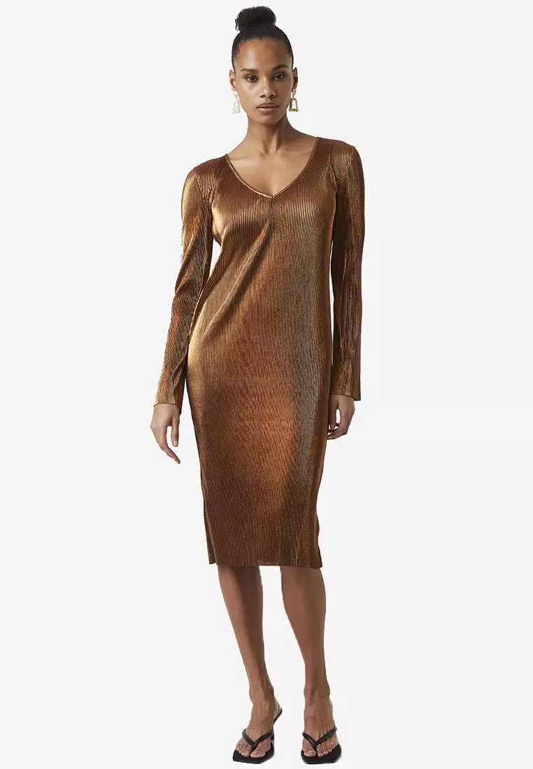 French connection 2024 gold dress