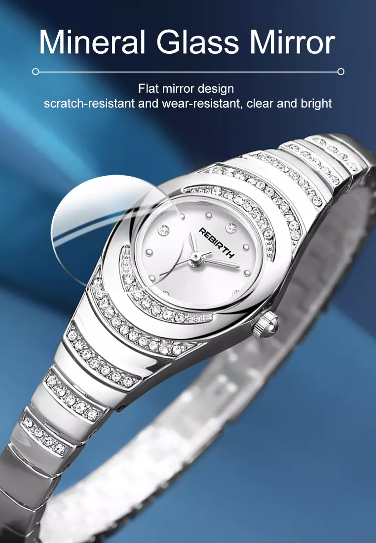 Jam Tangan Wanita Anti Air Original Mewah Elegan Tali Stainless Steel Jam Tangan Cewek silver