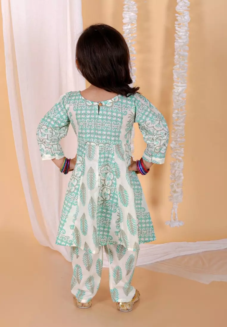“Neelegagan 女孩花卉印花 Anarkali Kurta 套装 ”