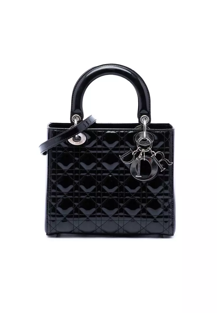 Pre-Loved Dior Medium Patent Cannage Lady Dior