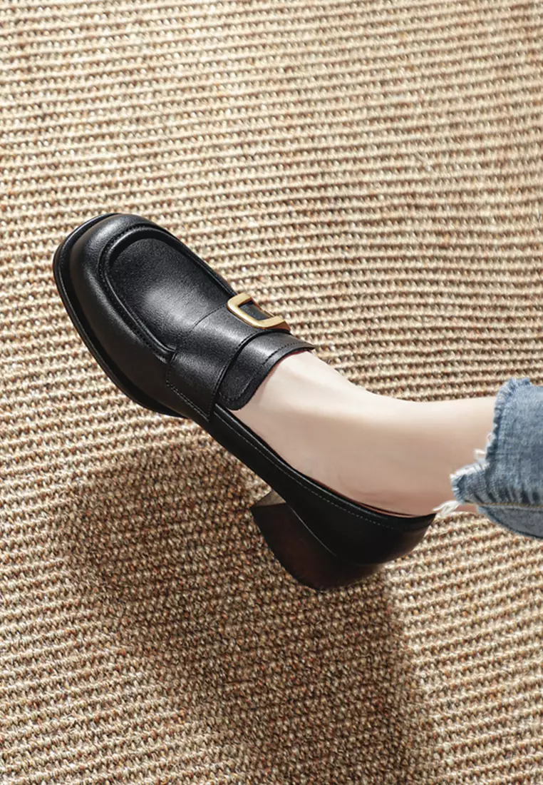 5CM Buckle Leather Loafer TE6810-2