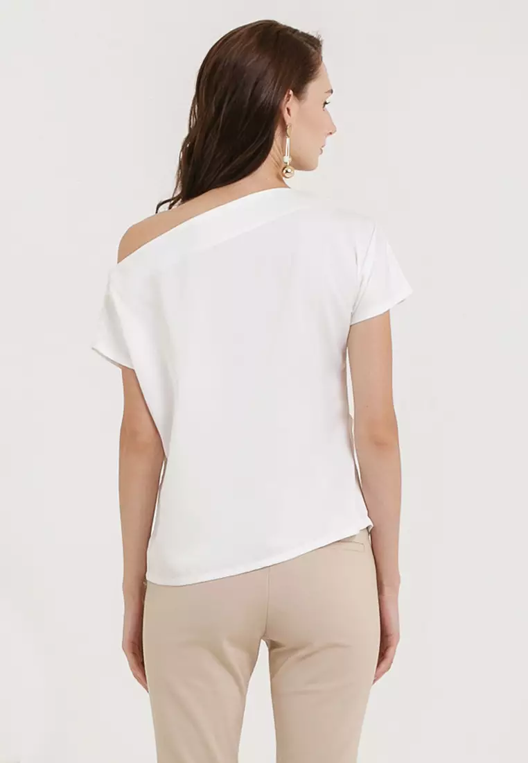 Sabina One Shoulder Top in White