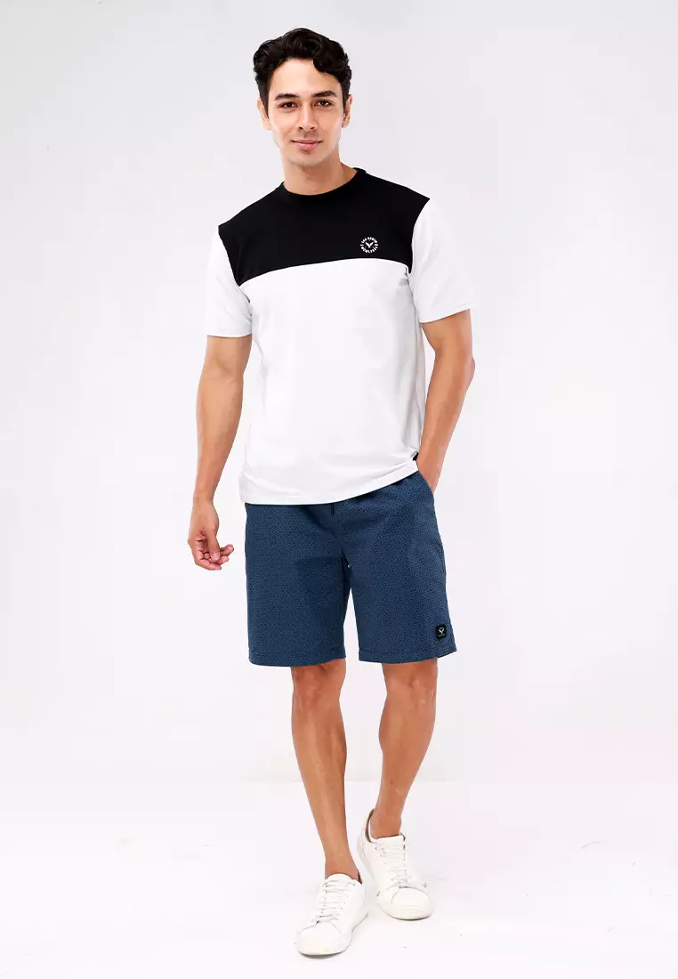 Round Neck Streaky Short Sleeves