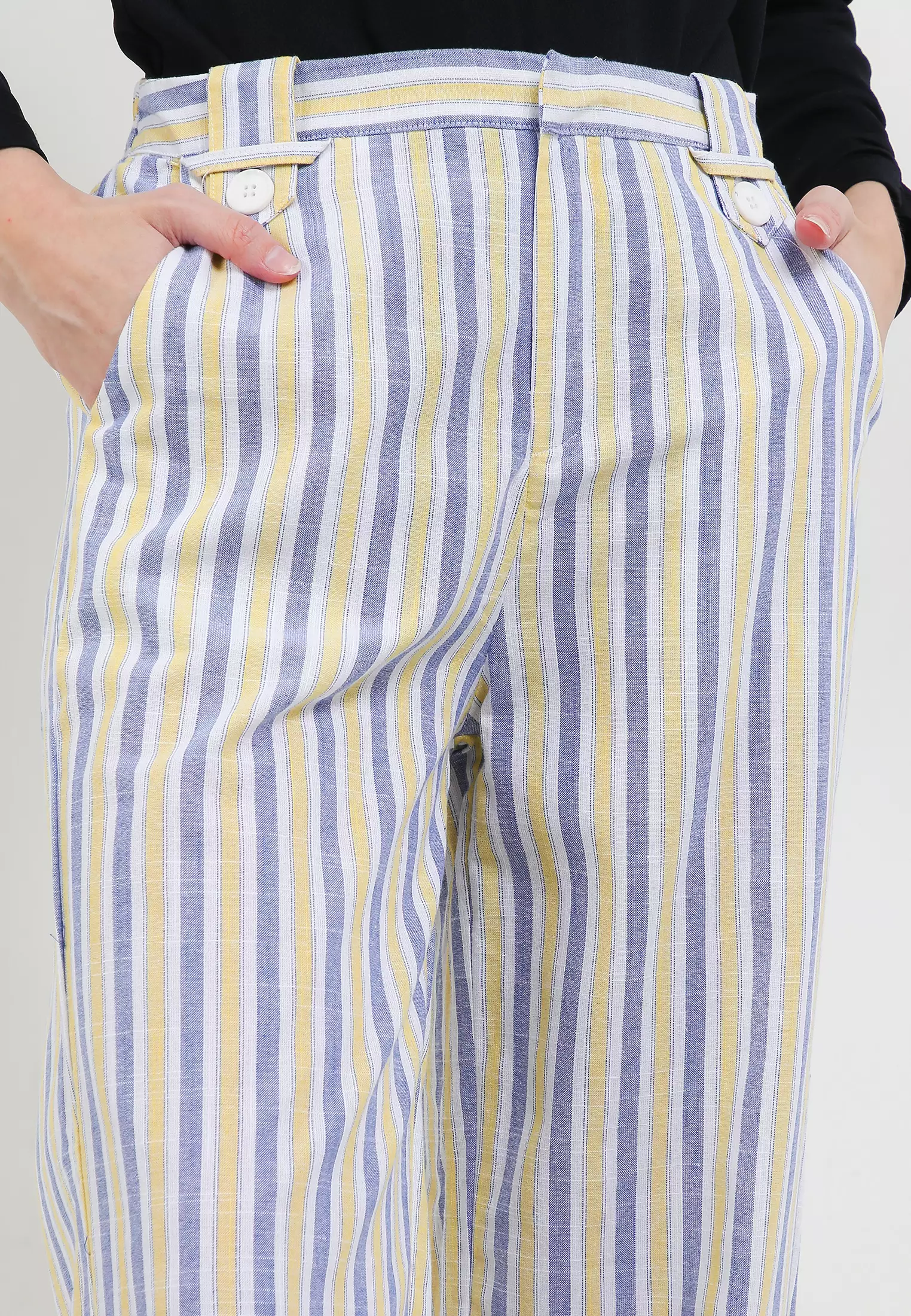 MFMW Jenibeth Celana Panjang Kulot Navy Motif Salur