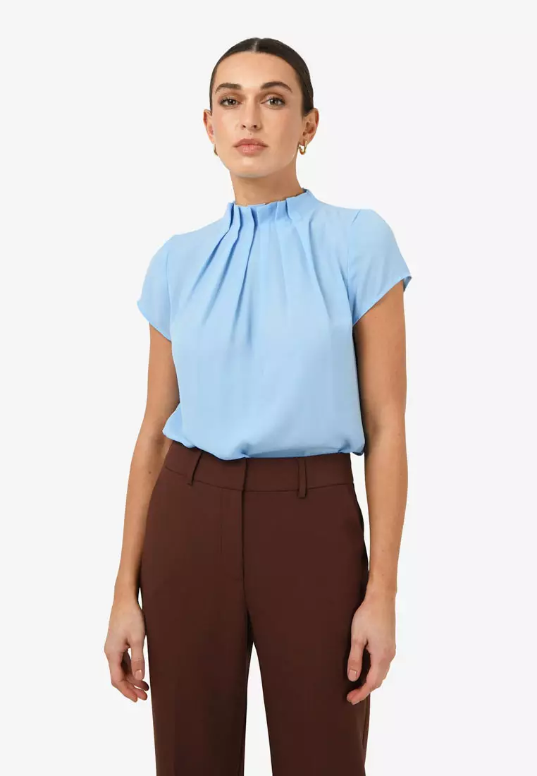 Olivia Pleated High Neck Top