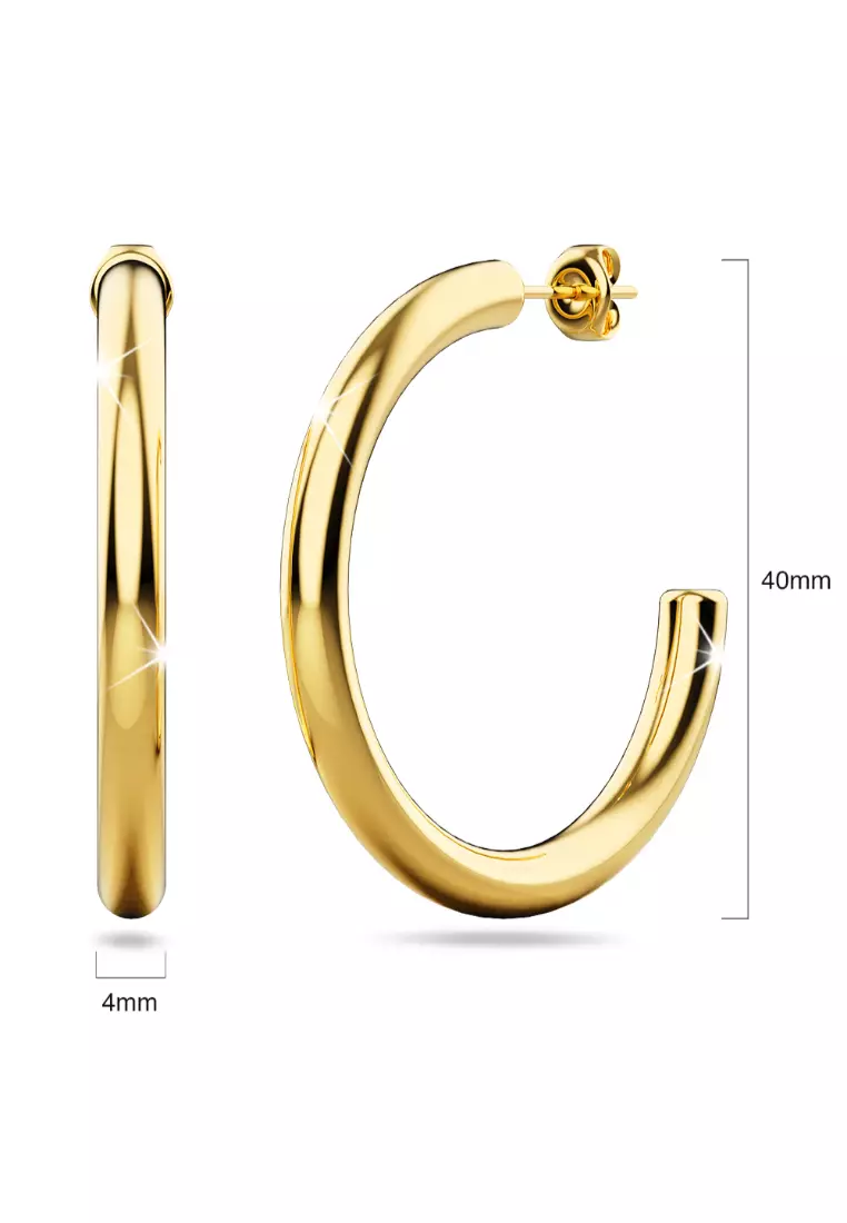 Erica Gold Hoop Earrings 40mm