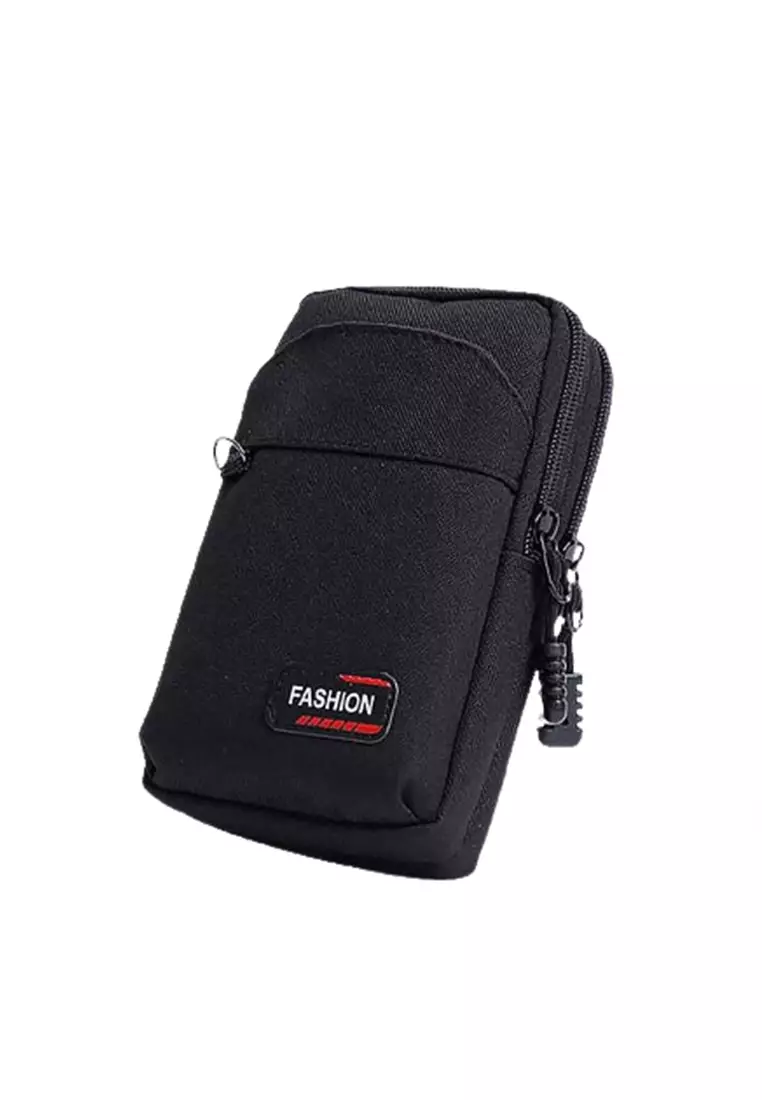 Hannibal Tas Pinggang Unisex Smartphone Pouch Double Layer Desain Simple Material Nylon ORIGINAL - Black