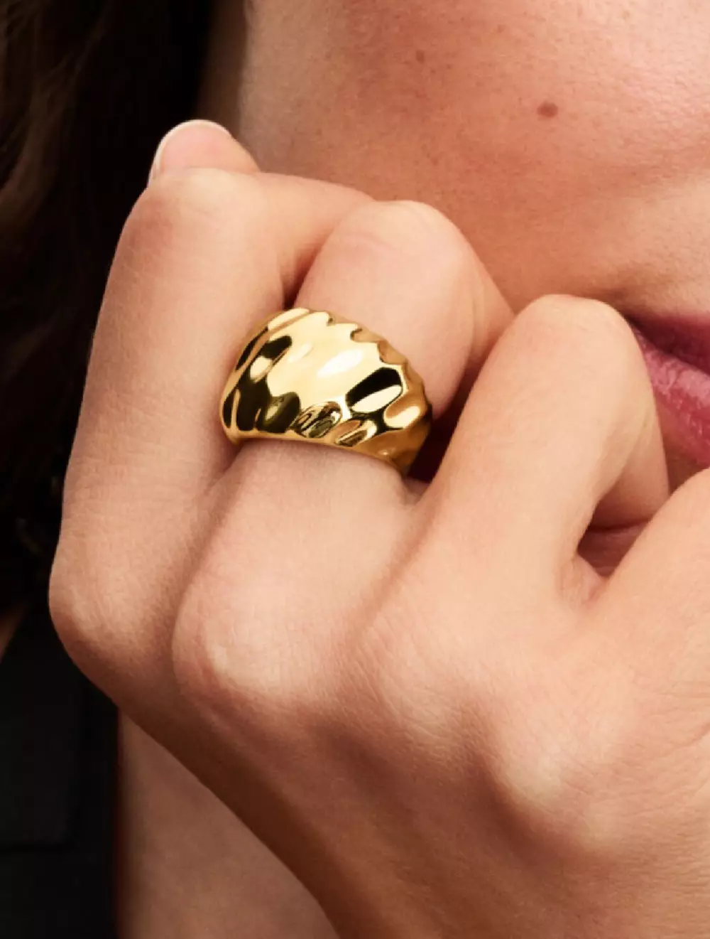 Texture 14k gold-plated ring