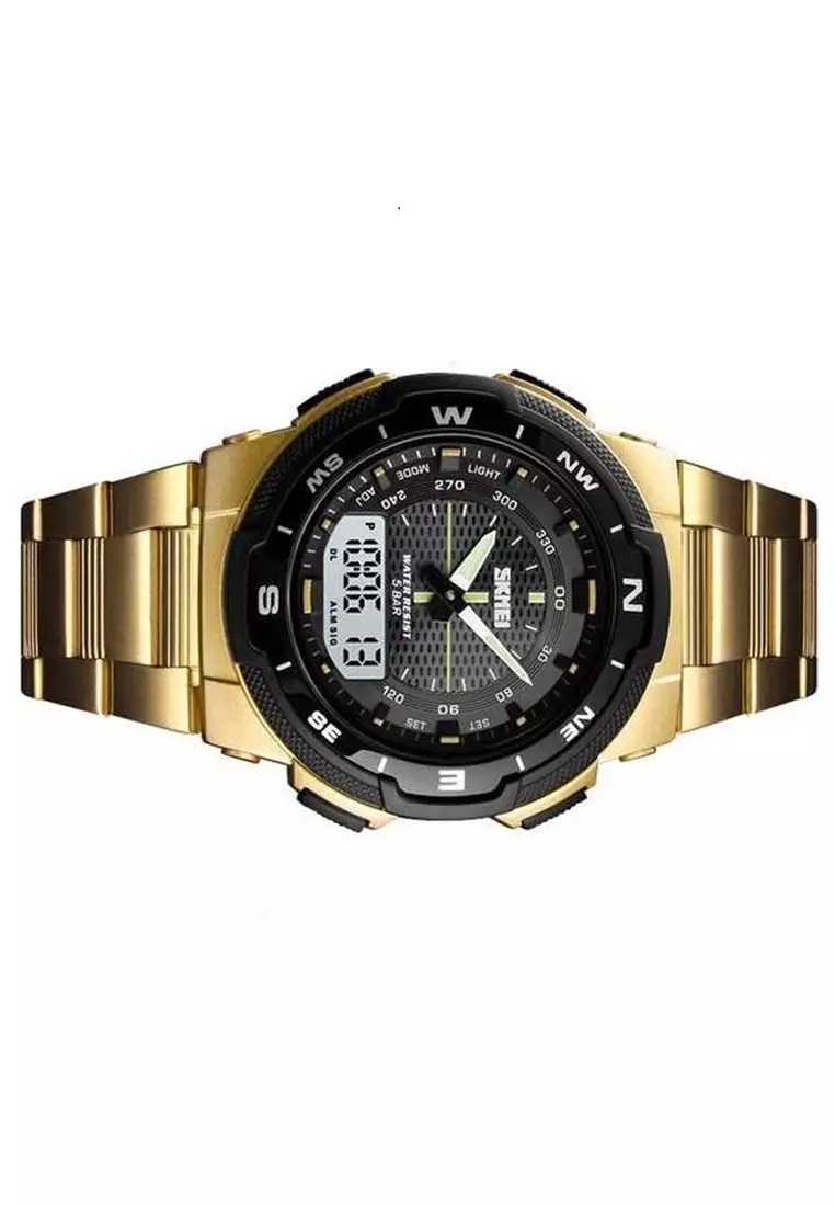 Jam Tangan Kasual Digital Analog Pria Waterproof Many Function Strap Tali Material Stainless Steel II99 ORIGINAL