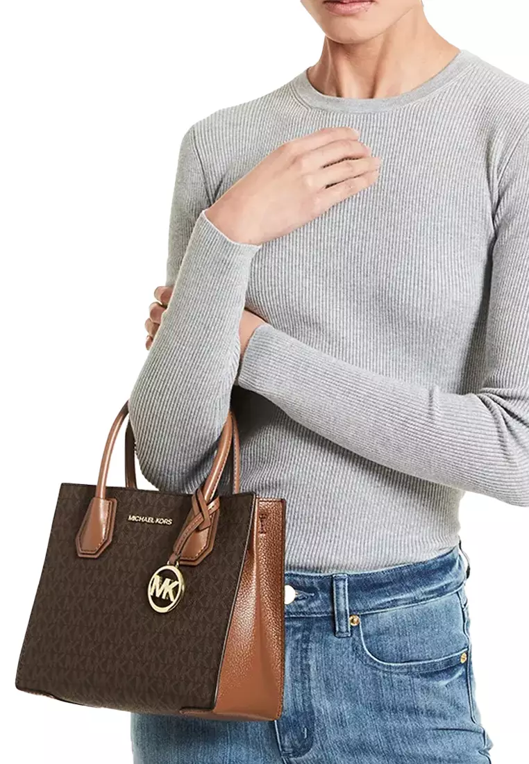 Buy Michael Kors Mercer Medium Logo and Leather Accordion
