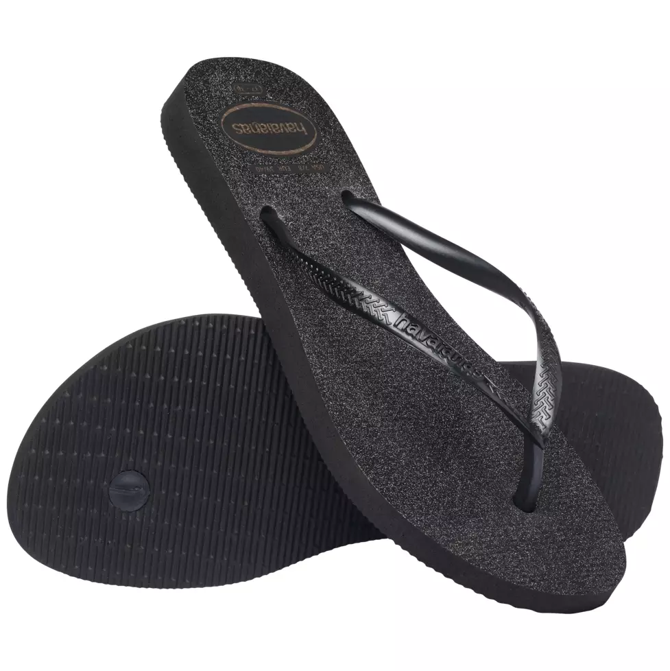 [ONLINE EXCLUSIVE] Havaianas Slim Gloss Black / Silver / Black - Sandal Wanita