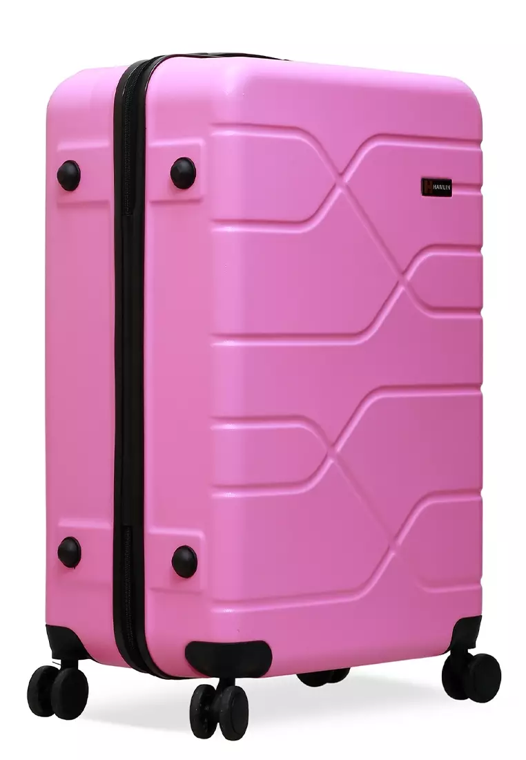 Almero Koper Hardcase Size 28 Inch Suitcase Unisex Big Size Number Combination Lock Material Fiber ABS ORIGINAL - Pink
