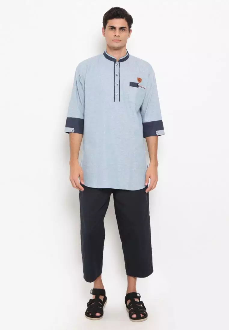 Zayidan Baju Koko Gamis Muslim Pria Nazran - Blue