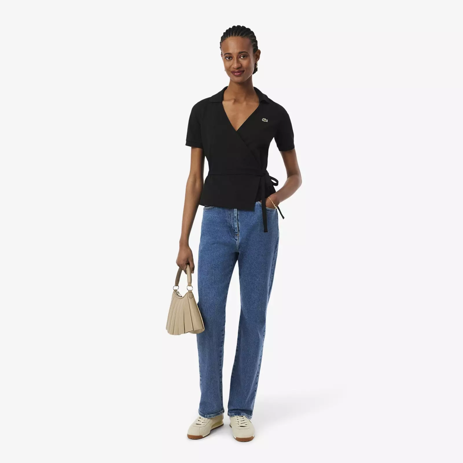 Stretch Mini Piqué Wrap Polo Shirt