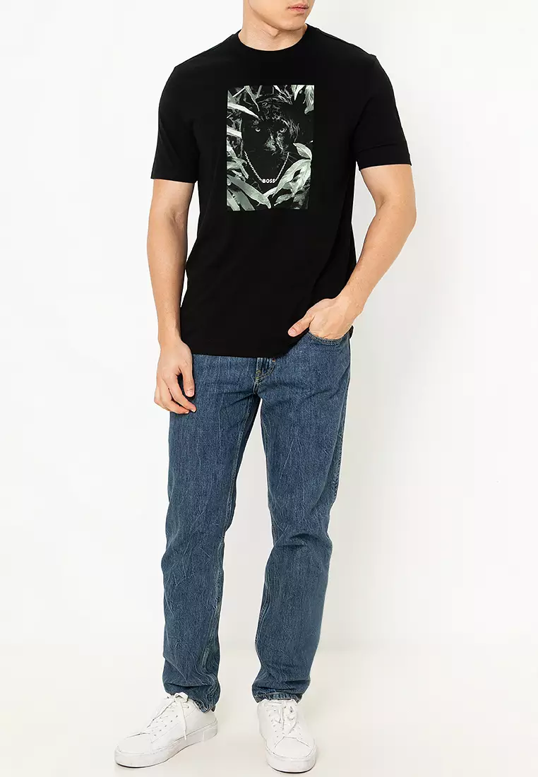 Animal Graphic Cotton Jersey T-Shirt - BOSS Orange