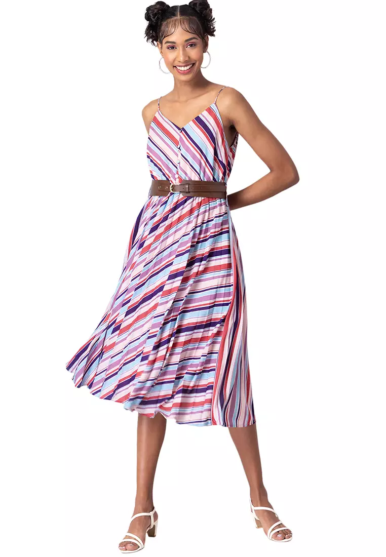 Strappy pleated midi dress online