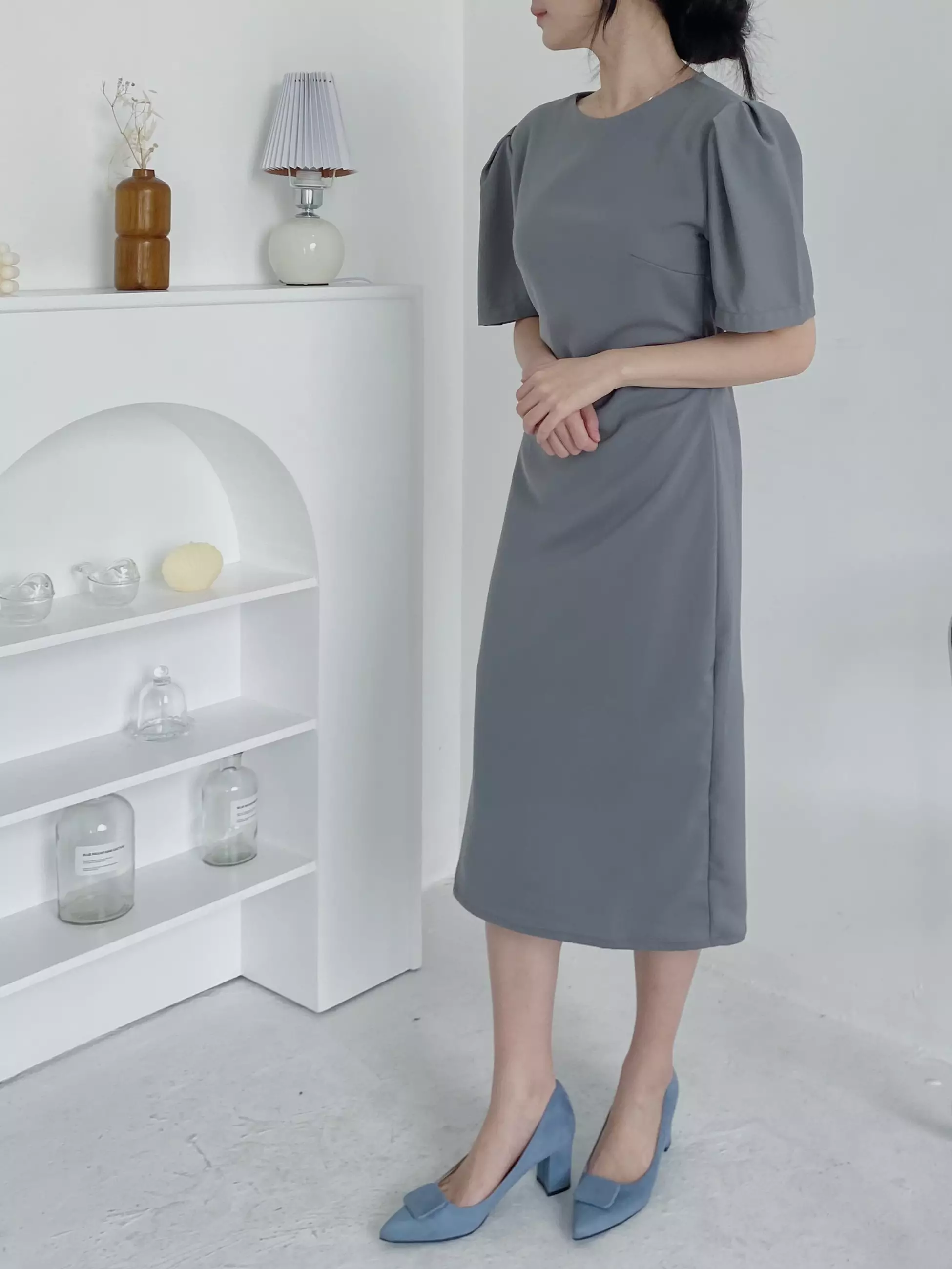 Jual Yerin The Label Hyojoo H Line Dress Grey Original 2024