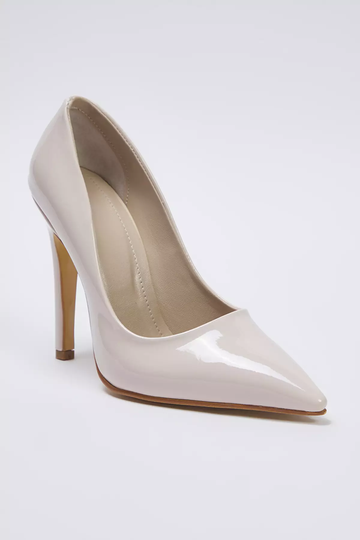 Cream Patent Leather Pointed Toe Women's Stiletto Thin Heels Takss25To00025