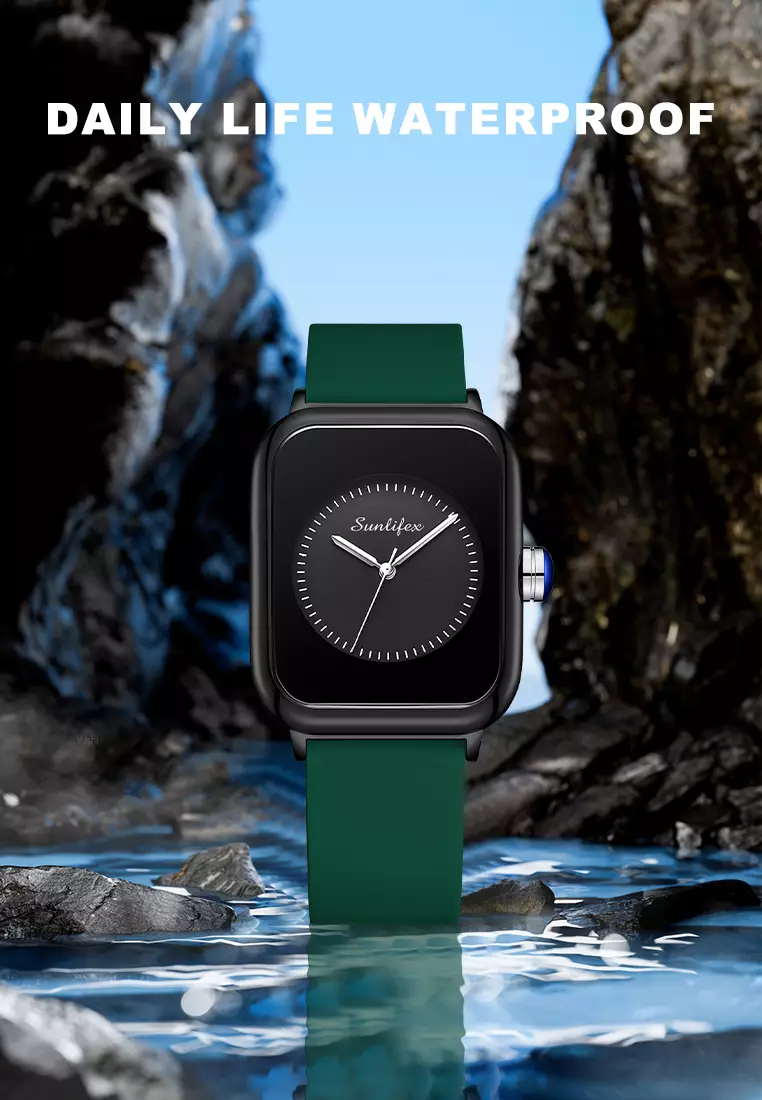 Jam Tangan Wanita Kuarsa Anggun Santai Tali Silikon Jam Tangan Cewek Original green black