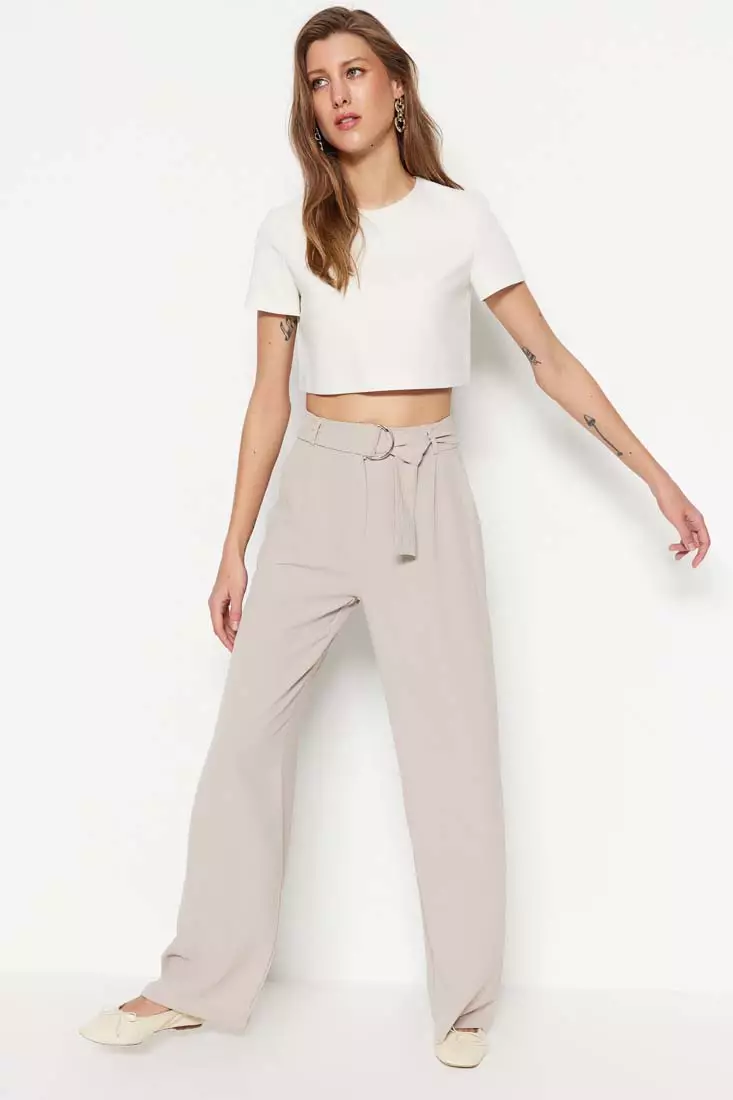 Trendyol Belted Woven Trousers 2024, Buy Trendyol Online