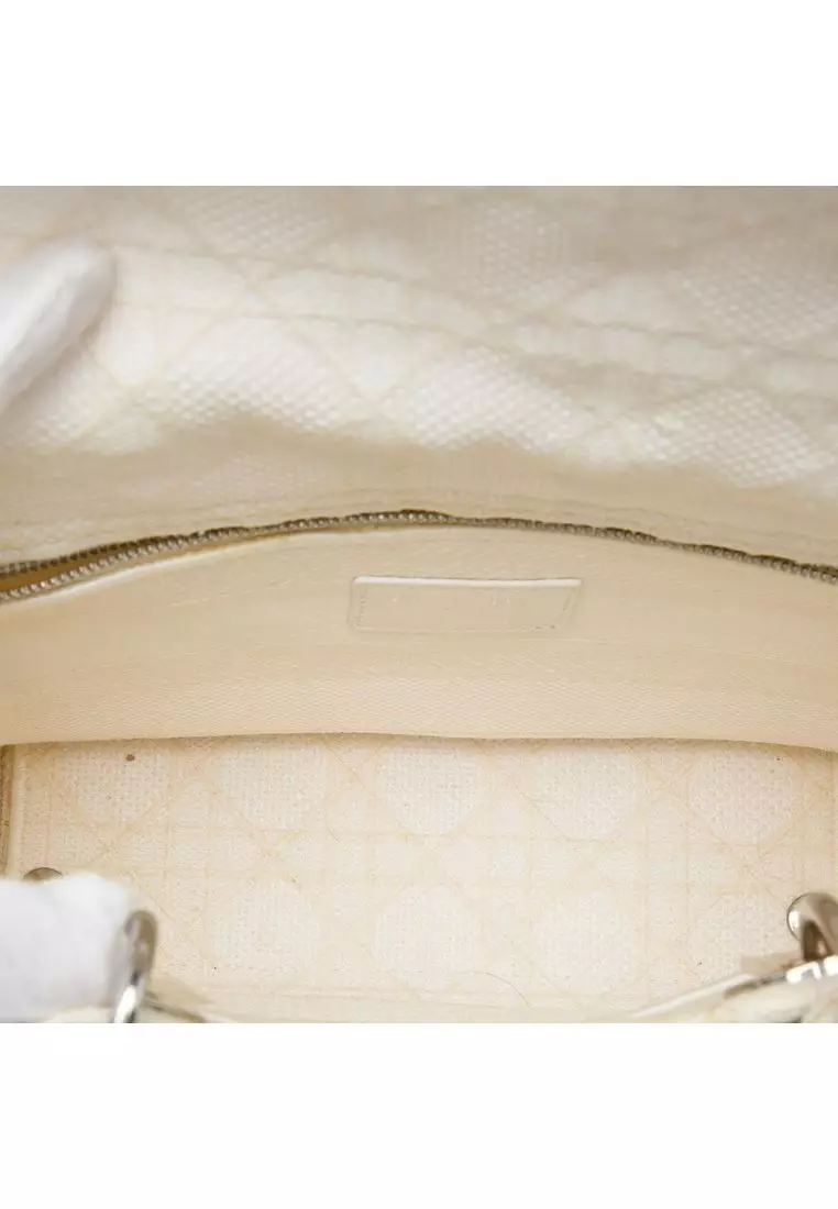 Pre-Loved Dior Medium Embroidered Canvas Cannage Lady D Lite