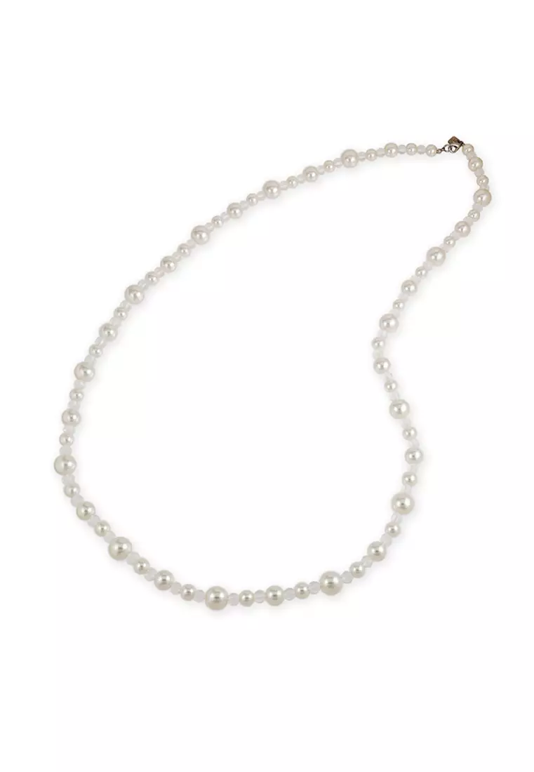 White glass bead necklace store