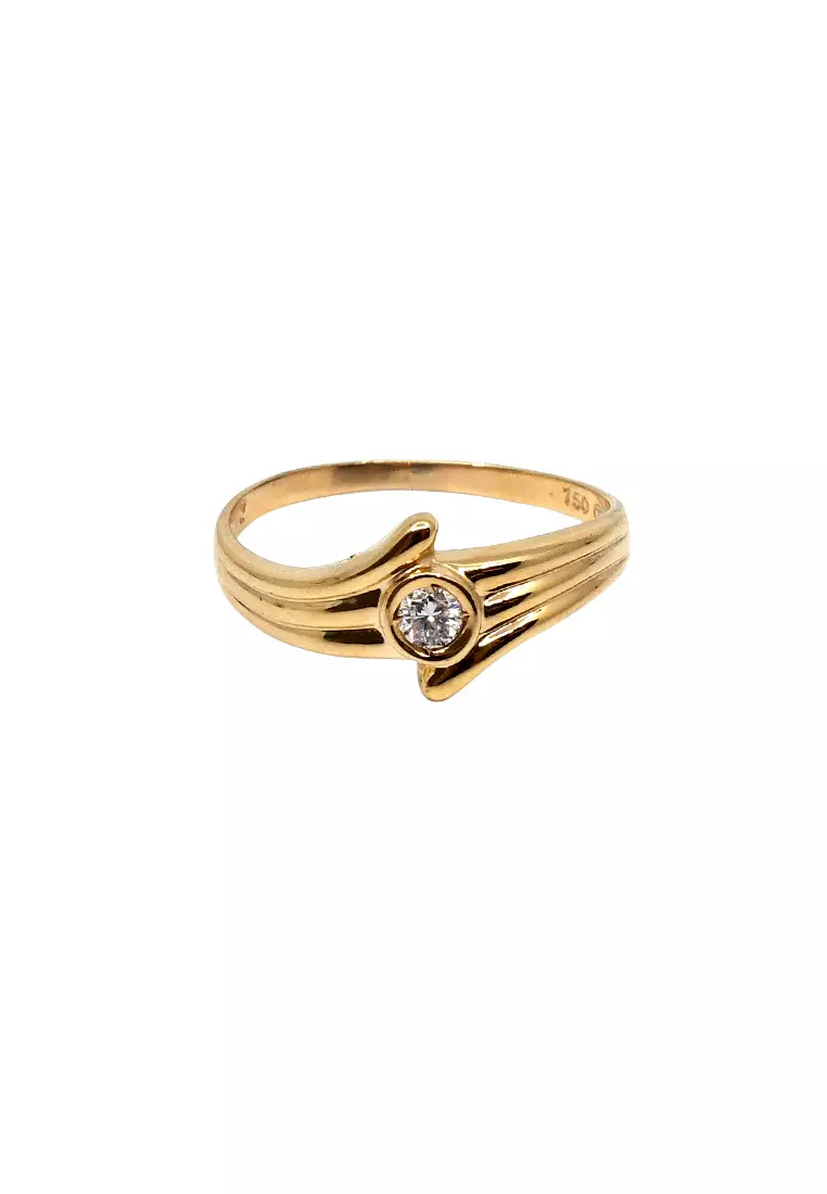 18K Yellow Gold Lady Ring with Diamonds