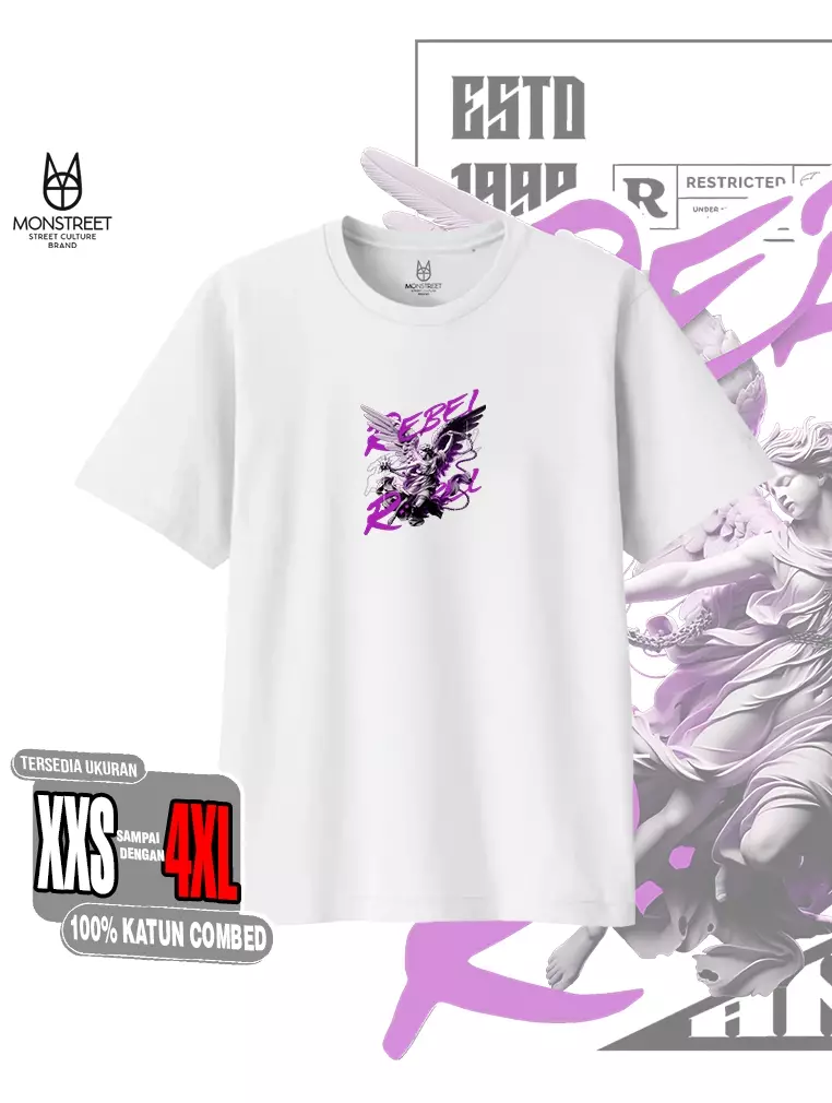 Monstreet Kaos Katun Combed 24S Grafis Reguler Fit Putih Tshirt UTR134 Cotton Combed 24S Graphic Tshirt Regular Fit White Tshirt