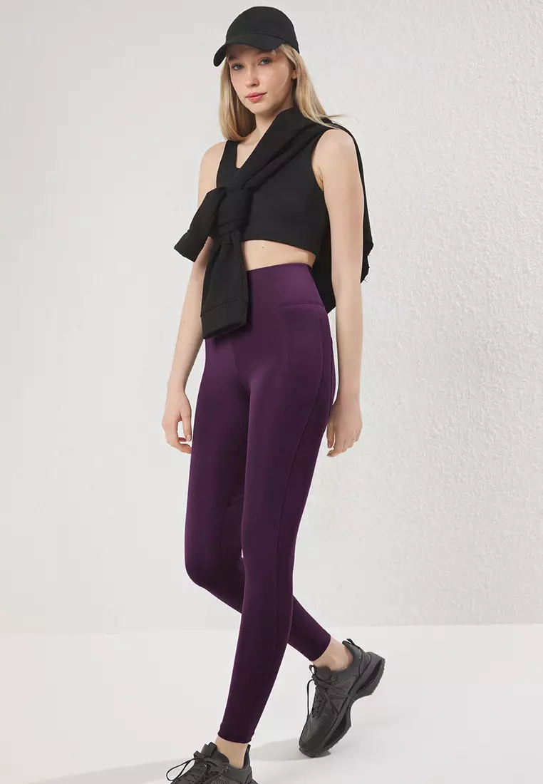Plum Push Up Featured Full Length Knitted Sports Leggings
