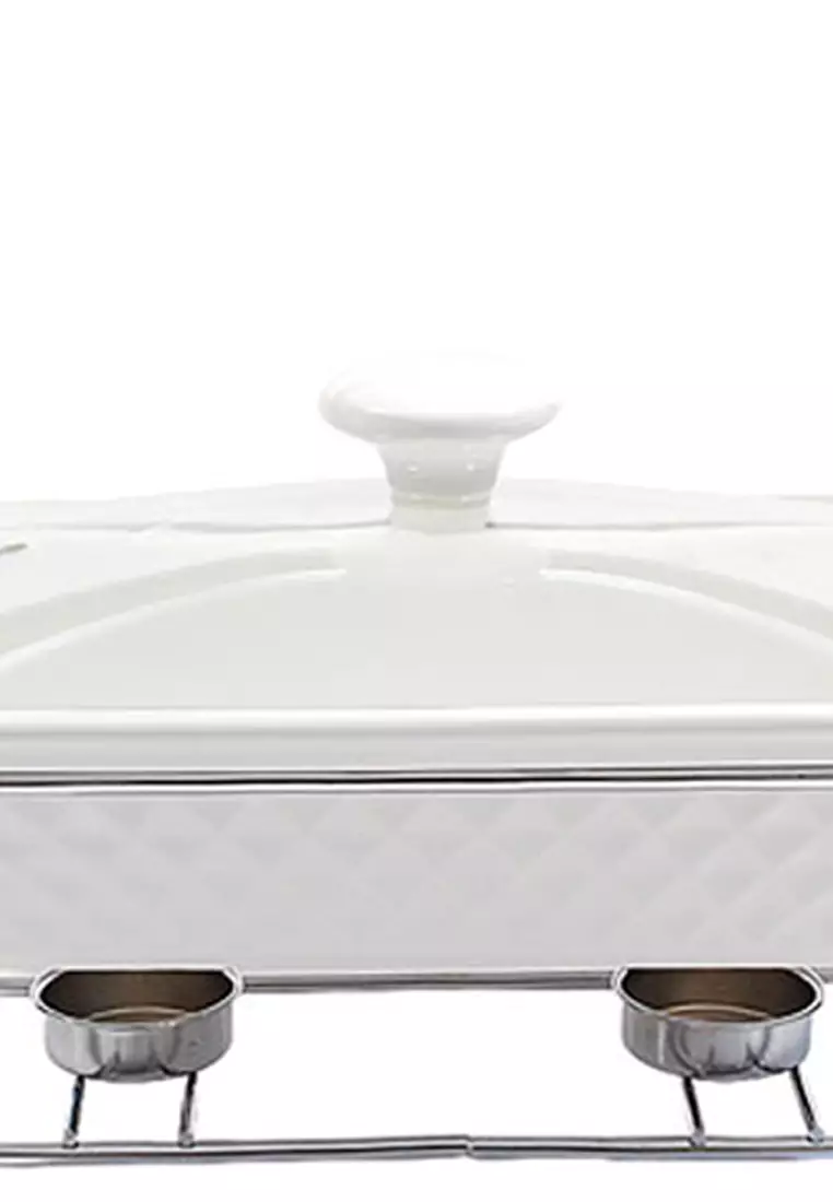 Buy Slique Premium Ceramic Rectangular Serving Dish with Glass Lid