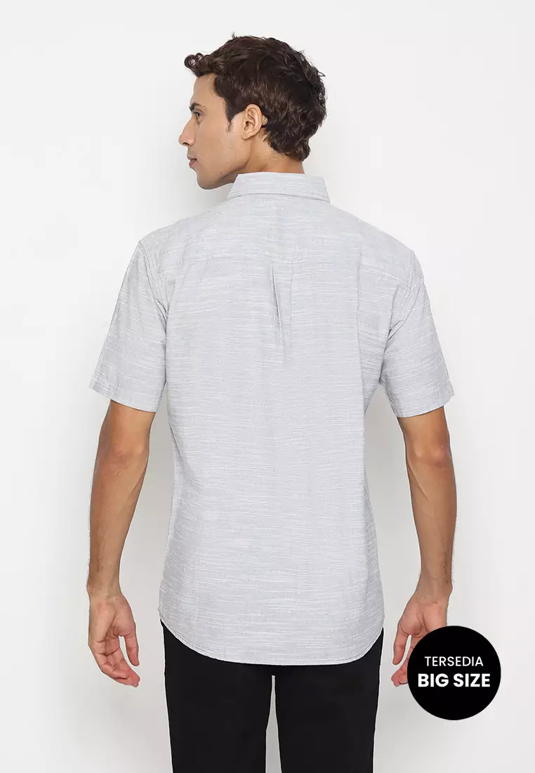 RBJ Kemeja Polos Cotton Abu Regular Fit Big Size
