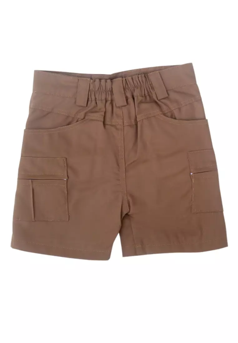 Two Mix Celana Pendek Cargo Anak Laki Bahan Katun Warna Coklat Tua Usia 1-10 Tahun 4166