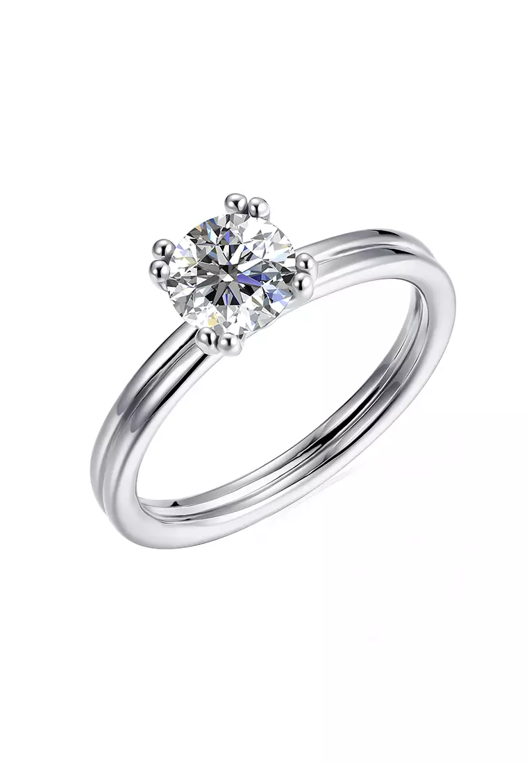 Berlian Moissanite Aniston Ring [GRA CERTIFICATE MOISSANITE DIAMOND] - Cincin 1.0 CT Moissanite Diamond 925 Silver Celesta by Her Jewellery