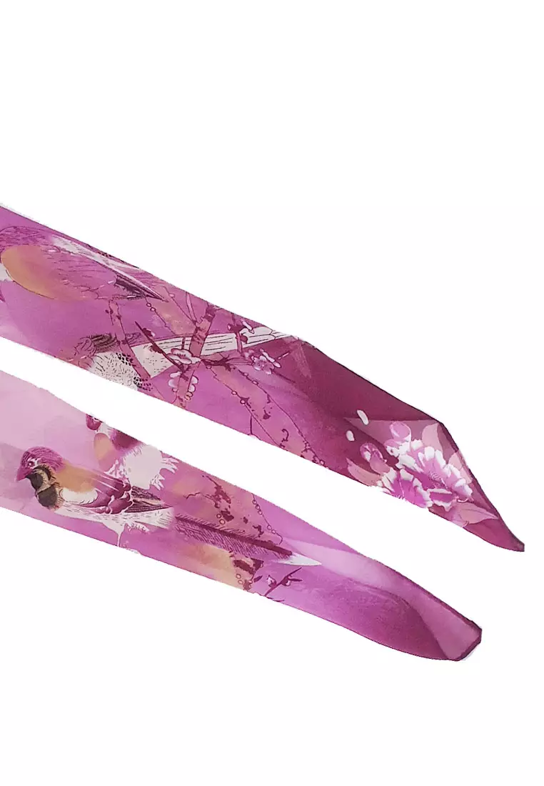 Magpie Silk-Feel Scarf Purple
