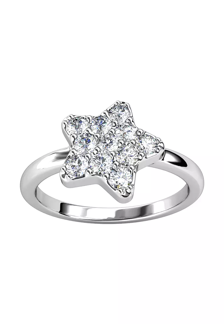 White gold top crystal rings