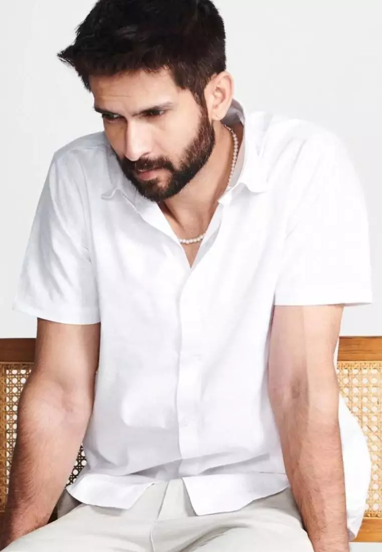 Varca Kemeja Linen Lengan Pendek Pria Putih | Linen Short Sleeve Shirt Men White