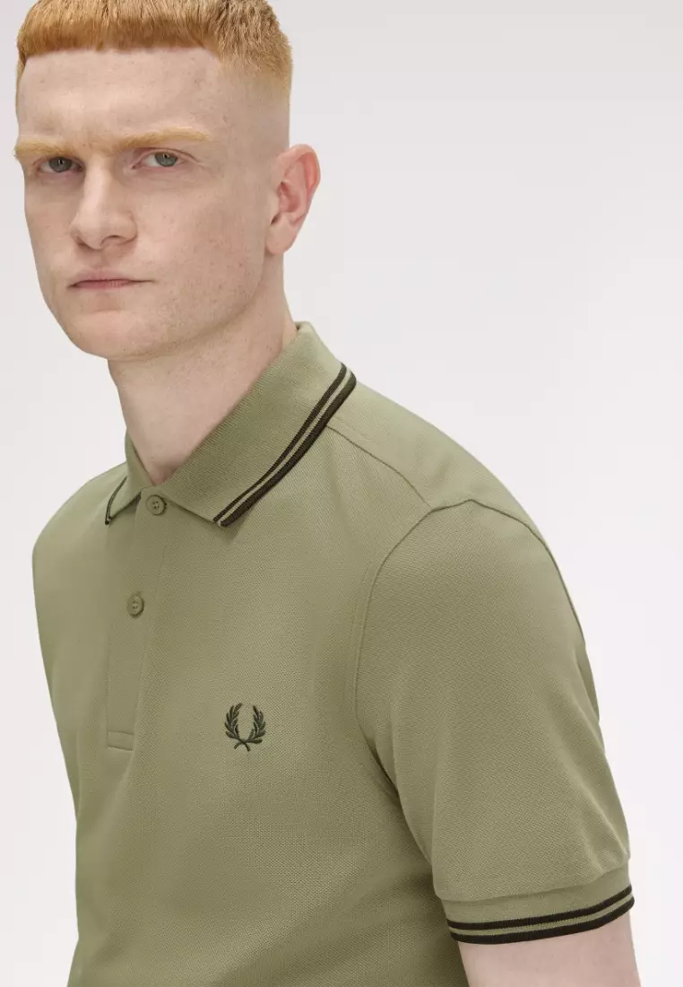 Fred Perry M3600 Twin Tipped Fred Perry Shirt (Olive Mint / Night Green / Night Green)