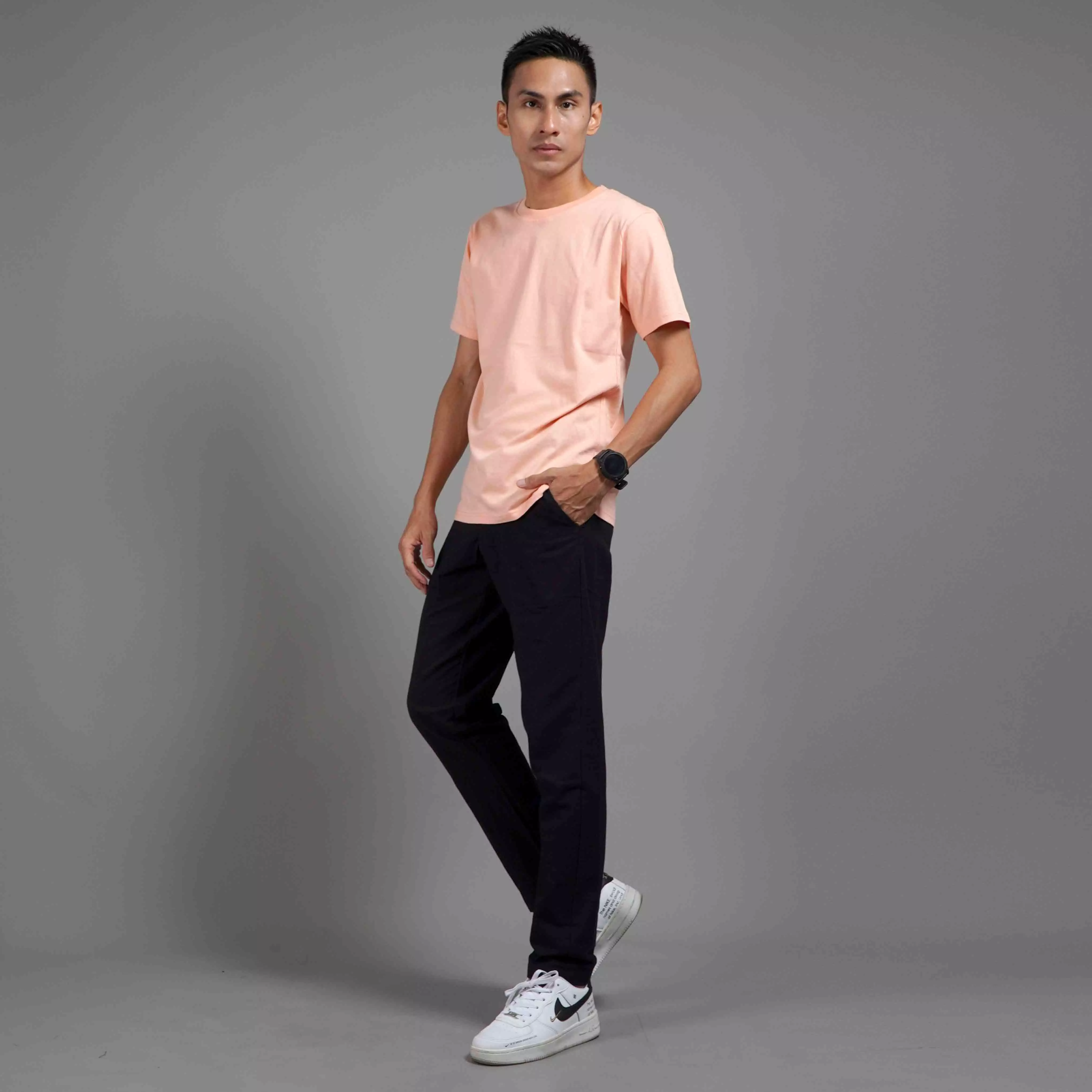 Kaos Polos Pria Lengan Pendek Basic Casual TShirt Cotton - Peach