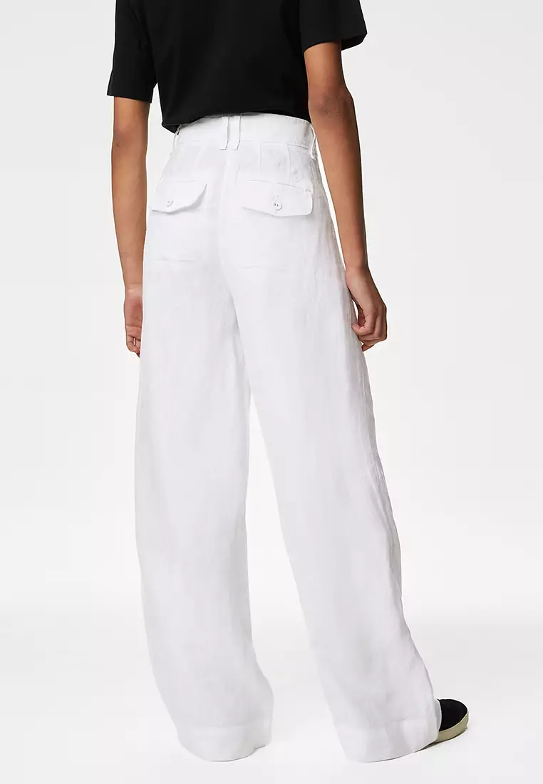 Pure Linen Wide Leg Trousers