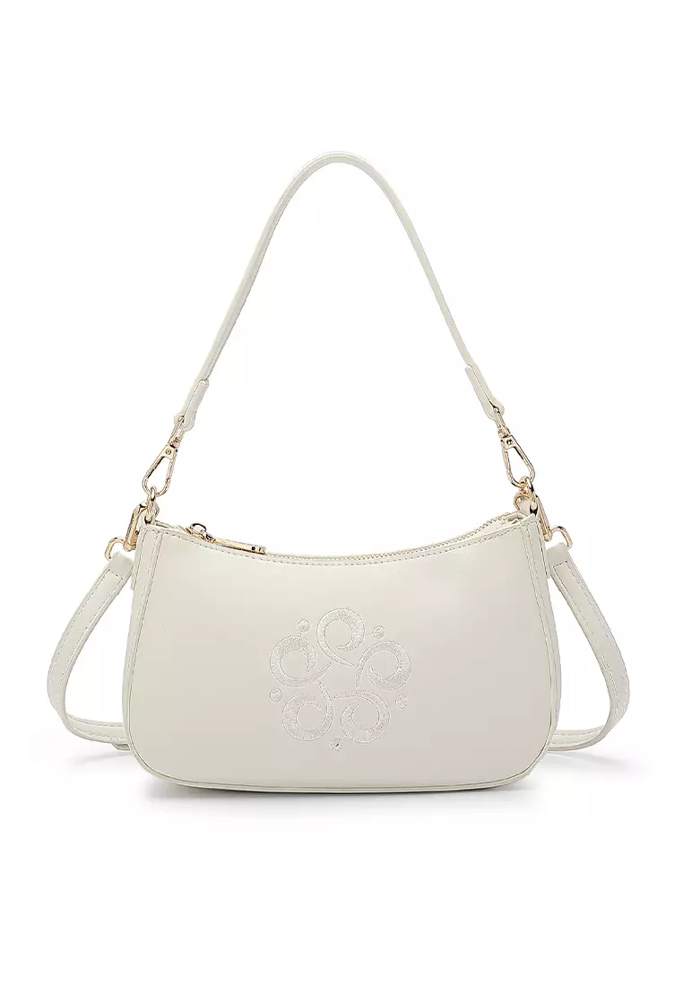 Small white handbags with handles discount