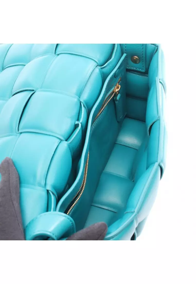 Pre-Loved BOTTEGA VENETA padet cassette Intrecciato Shoulder bag leather green