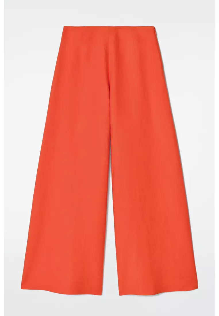 LINEN WIDE-LEG TROUSERS