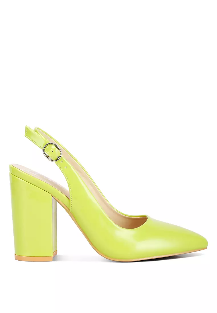 Discount on London Rag  shoes - SKU: Lime Green Slingback High Block Sandals
