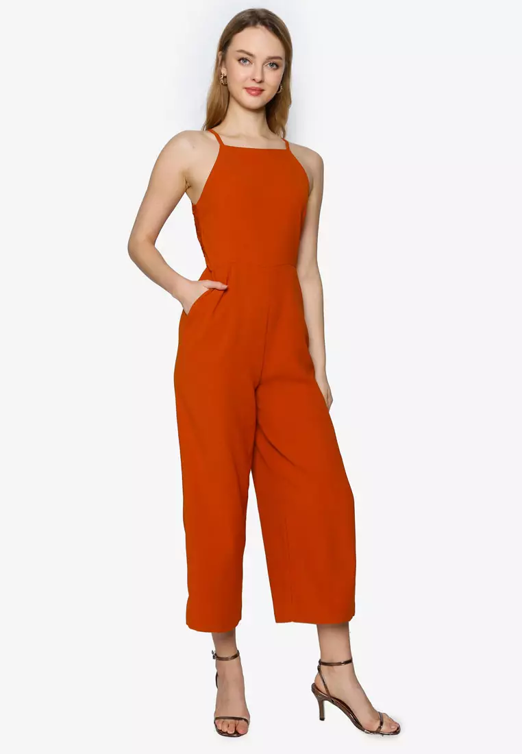 Wide-Leg Jumpsuit With Lace-Trimmed Back
