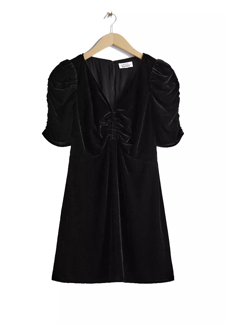 Ruched Velvet Mini Dress